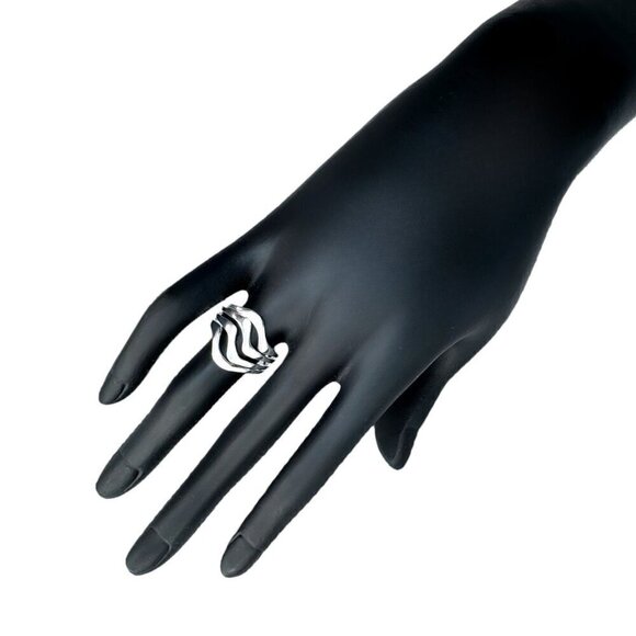 NWT S925 Sterling Silver Statement Wide Four Wave Ring Women’s Sz.8 - Picture 4 of 12